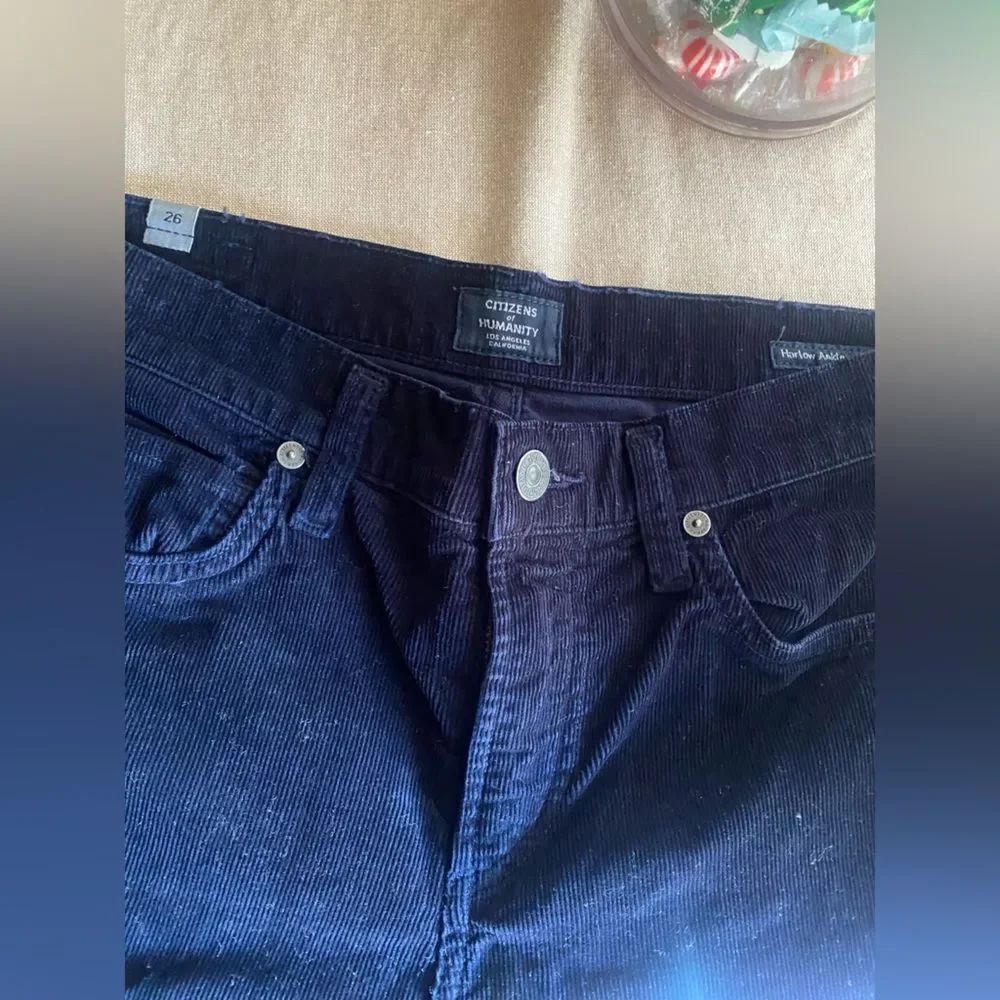 Citizens of Humanity Jeans Womens Navy Harlow Ankle Mid Rise Slim Corduroy Sz 26 - Picture 4 of 13
